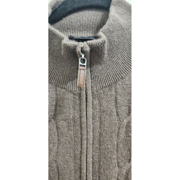 FORTE CASHMERE Men's Sweater Zip Henley chocolate color Size XL - Picture 4 of 12